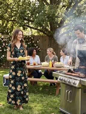 Roxy New Women's Floral Maxi Wrap Dress with Yellow and Green Pattern